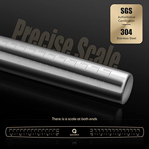 French Rolling Pin With Measurements - Quellance Rolling Pins For Baking,17.5" Fondant Rollong Pin,Stainless Steel Rolling Pin Dough Roller #TOP2