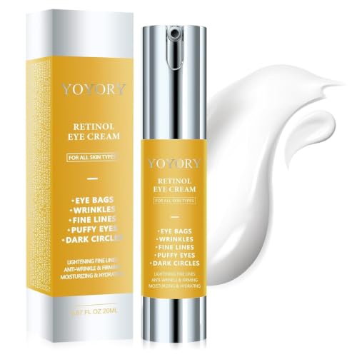 Image of Retinol Eye Cream for Dark Circles & Puffiness - Hydrating & Moisturizing Under Eye Treatment for Wrinkles, Fine Lines & Eye Bags, Gold Formula for Smooth, Revitalized Skin, 0.67 fl oz