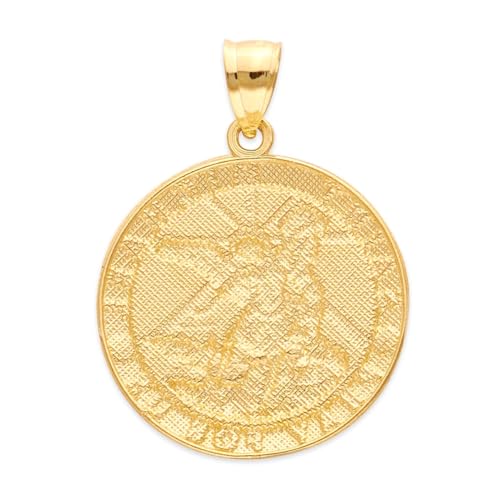 Solid 10k Gold Saint Michael Pray For Us Pendant - Protection Jewelry3