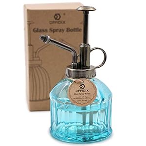 OFFIDIX Glazen besproeiingsfles, plantennevel met bronzen plastic bovenpomp, bloemengieter voor het besproeien van kleine planten binnen thuis of op kantoor (blauw)