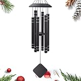 Wind Chimes for Outside Medium Tone，36 Inch Windchime Outdoors，Tuned Six Black Tubes with Silver T
