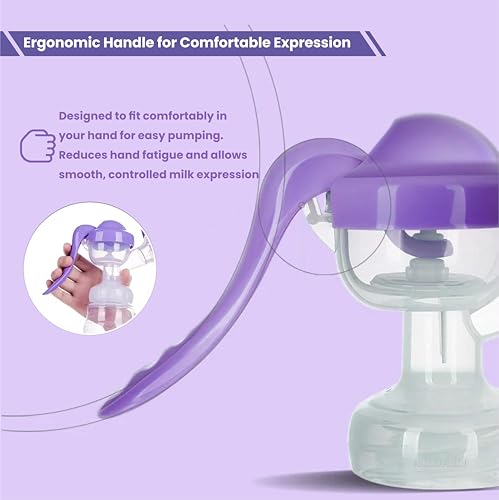 Image of ARDAKI Breast Pump for Feeding Mothers, 3 Level Suction Adjustment, Flexible Silicone Massage Cushion & Ergonomic Handle for Easy & Painless Breast Milk Expression, Manual Breast Pump, BPA Free