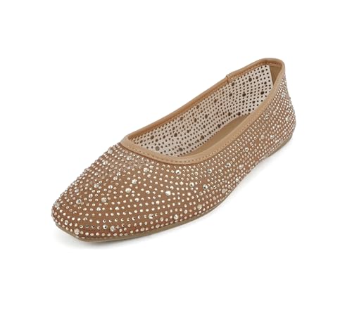 Soda Domina ~ Women Round Toe Rhinestone Mesh Ballet Flat2