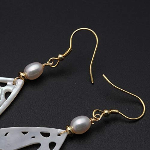 Boucles d'oreilles perle blanche suspendue argent 925 anti-allergie - 4