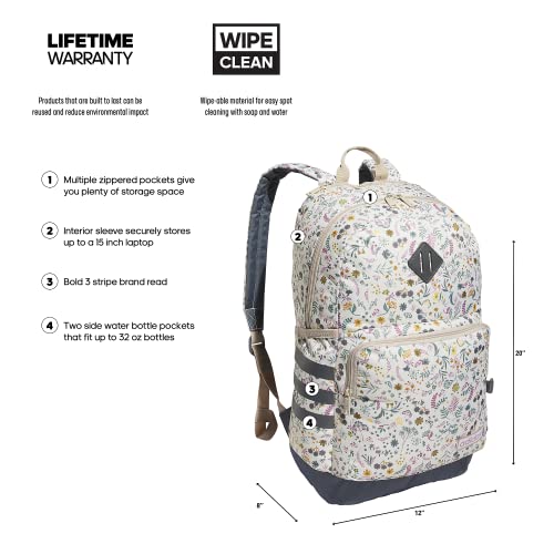 Adidas Classic 3S 4 Backpack, Woodland Floral Chalk White/Onix Grey/Wonder Beige, One Size #TOP1