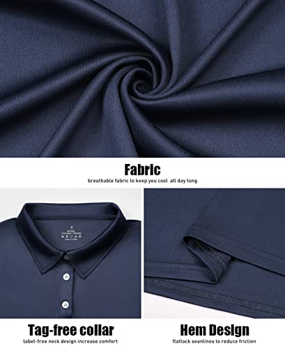 Orrstarry Women's Short Sleeve Polo Shirts Moisture Wicking Casual Fashion Polos Shirt Ladies Lightweight Polo Shirt With Button 3 Pack Black/Gray/Navy L #TOP4
