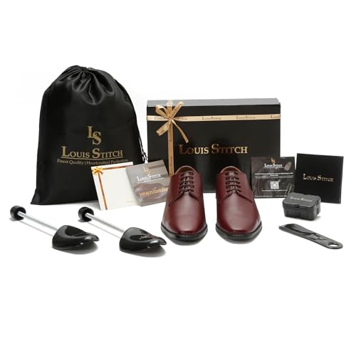 Image of LOUIS STITCH Men's Italian Leather Shoes Handmade Formal Lace Up Derbies for Men (RXPL)