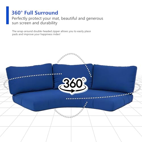 MFPMTUXO Outdoor Curved Sofa Cushion Cover with Zipper & Anti-Slip Particles, Half Moon Patio Furniture Cushions Covers Waterproof, Olefin Fabric-ONLY Cover (Navy Blue, 77/40 * 28 * 5.3inch) by MFPMTUXO - Image 6