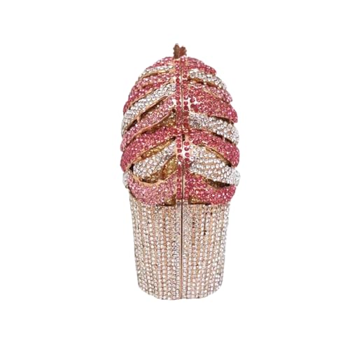 Image of Women Ice Cream Crystal Evening Bag Luxury Rhinestone Clutch Wedding Party Minaudiere Purse and Handbag for Cocktail