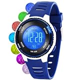 DTKID Orologio Digitale Bambini, LED 7 Colori, Sveglia, Timer, Impermeabile