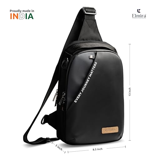 ELMIRA Sling Bag for Men & Women - chest crossbody shoulder Water resistant Passport Bag for Men Travel small side hand bag for cash mobile and daily essentials (Black & Gray) 3 41OFb45GbOL. SL500