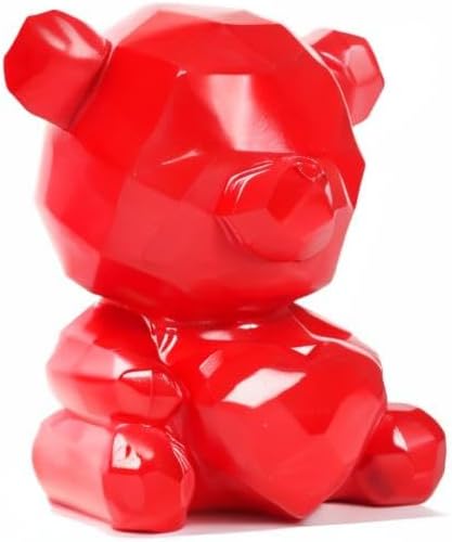 Miniatura 3 de Alcancía de oso, bonita caja de dinero de geometría, banco de monedas irrompible para niñas y niños, gran regalo de cumpleaños (oso rojo)