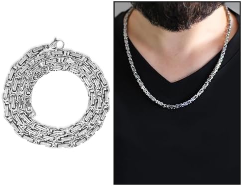 (Tesbihane) Silver Renk Kalınlık 5 mm 317L Çelik Kral Zincir - Görsel 5