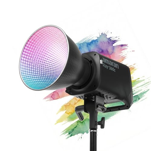 Amaran Ray 360c Luce LED RGB 360W Con Controllo APP/DMX, 1800-20000K, 17130 Lux A 1m, Attacco Bowens, Portatile Per Studio E Video