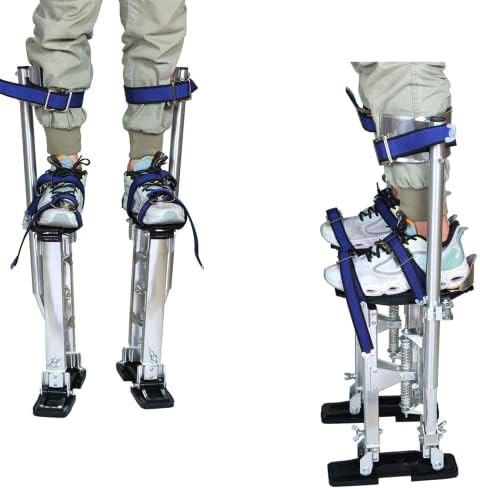 Adjustable Aluminum Drywall Stilts 18-30 Inch - Lightweight Tool for Painting, Cleaning, Renovation - Professional Grade Silver Stilt for Ceiling Work