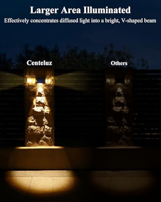 Solar Fence Outdoor Lights 6 Pack, LED Wall Down Lighting Decor with IP65 Waterproof for Outside Deck, Garden, Porch, Garage, Walkway, House Patio, Yard, Warm White