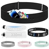 HONGHCL Cangurera para Correr con Botella de Agua 330ml - 2 Tallas Ajustables Cangurera Deportiva, Impermeable Riñonera...