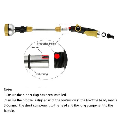 17.5" Garden Watering Wand with Thumb Control,8 Patterns Lightweight Garden Hose Wand | Hose Nozzle Sprayer for Hanging Plants and Shrubs Window Cleaning Pet Bathing | Fits Standard Garden Hoses — view 5