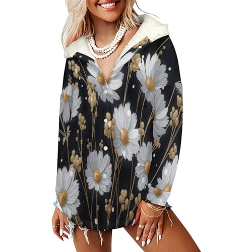 Polaires fleece jacket chaude contre le froid pour femme à motif floral