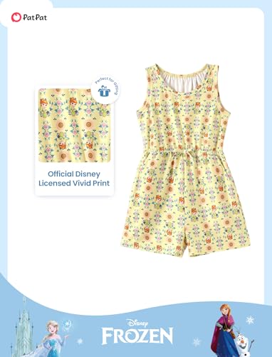 Image of Disney Princess Frozen Minnie Mouse Stitch Girls Romper With Pocket Sleeveless Jumpsuit One Piece Outfit For Toddlers & Kids