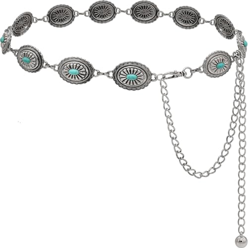 Image of Women's Concho Chain Belt Western Cowgirl Metal Waist Chain Belt for Dress
