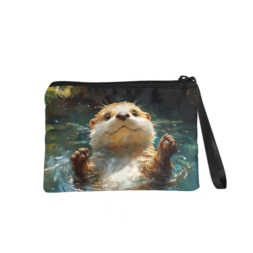 COEQINE Cute Sea Otter Wallet Women Small Wristlet for Girls Cin Purse with Zipper for Birthday Travel2