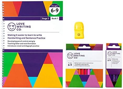 Love Writing Co. Better Writing Pack Age 6-9yrs| Writing Pencils For kids| Handwriting Practice Book | Erasable Colour Pencils | Handwriting Practice | Improve Writing and Pencil Control