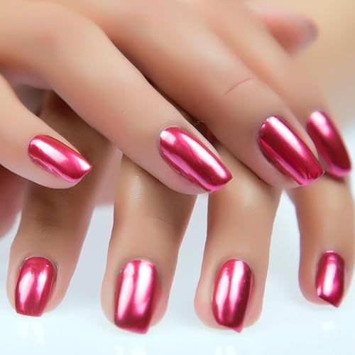 Pink Metallic Nail Polish, Mirror Shiny Metal Long-Lasting Quick ...
