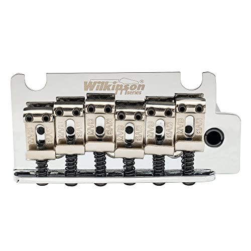 Wilkinson 54mm (2-1/8 inch) Vintage Style Full Block Pop-In Arm 2-Point ST Guitar Tremolo Bridge for MIJ/MIK Strat, Chrome