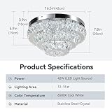 Warmiehomy 42cm Crystal Chandelier, Modern Crystal Ceiling Light 3 Layers,42W,Round Flush Mount LED Ceiling Light with K9 Crystals for Living Room Bedroom Dining Room Hallway(6500K Cool White) - Image 6