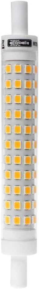 ECOBELLE® 1 x LED Ceramic R7s Bulb 9W 950 Lumen Warm White 3000K Size: 14 x 118 mm (Super Slim Body), Very Good Dissipation [Energy Class A+]