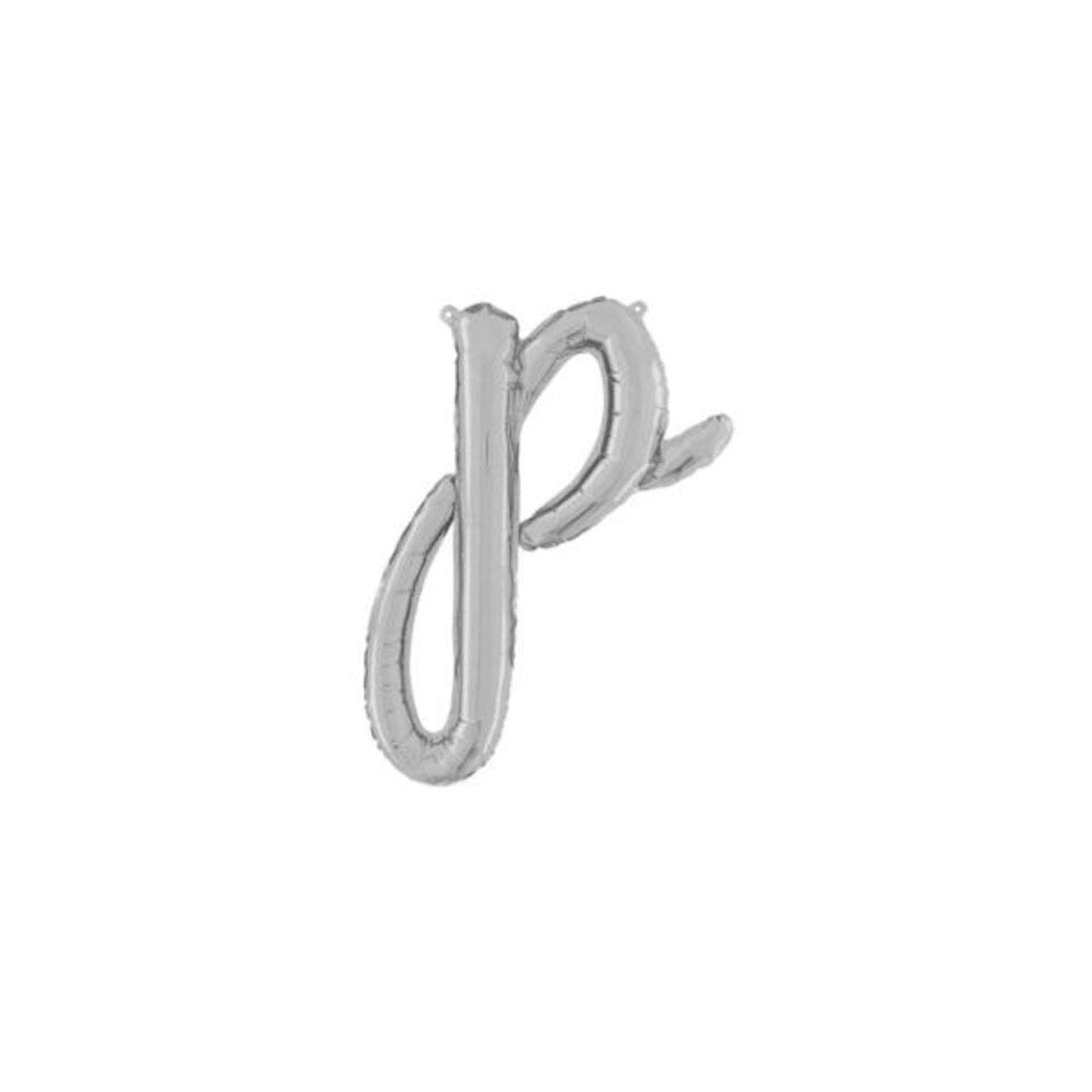 The Party Popper Script Letter 'P' Foil Balloon, Silver