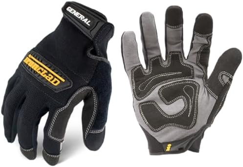 Ironclad General Utility Work Gloves GUG, All-Purpose, Performance Fit, Durable, Machine Washable (1 Pair) Black
