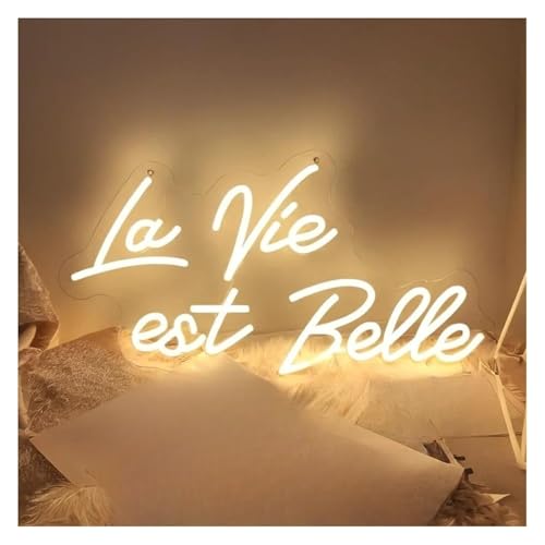 lámpara de neón Lámpara de neón ambiental relajante 'La vida es bella' para compromisos, bodas, fiestas cumpleaños y restaurantes(B)