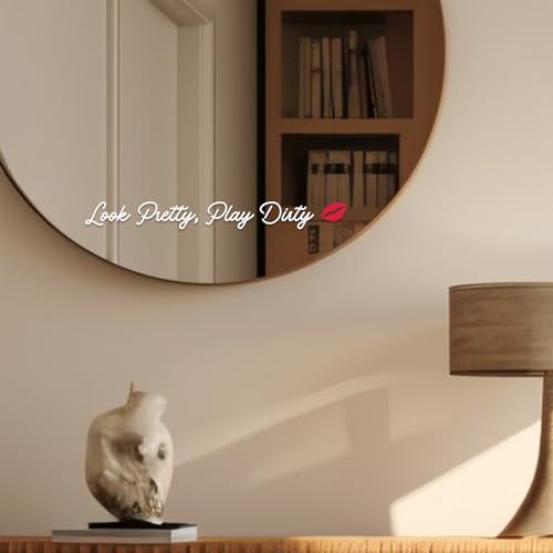 Image of Set 2Pcs Look Pretty Play D*RTY Rearview Mirror Decal Funny Sarcastic Aesthetics Hilarious Sticker Water Bottle Laptop Window Vinyl Waterproof 4 Inches Car Decals for Friend Coworker Dad Mom