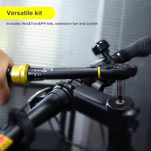 Uharbour Set Di Chiavi Dinamometriche Da 1-25Nm Per Biciclette, 60 Pezzi 1/4 Chiave Dinamometrica Piccola Per Biciclette Con Bit E Barra Di Prolunga, Pre-Calibrata Con Certificato Di Calibrazione - 5