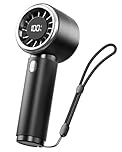 Bearwind Turbo Handheld Fan, Portable Mini Hand Fan with 5 Speeds & LED Display, Small Rechargeable Personal Cooling, Travel Essentials, Outdoor Holiday Gifts for Women Men Kids - Black
