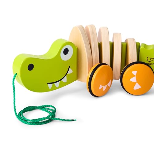 Image of Hape Wooden Walk-A-Long Croc for Babies| Pull & Pull Walking Toy for Toddlers 12 Months and Up