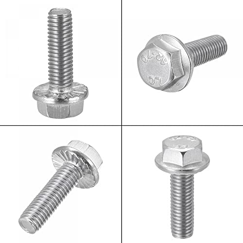 Image of uxcell M8x30mm Hex Serrated Flange Bolts Screws Metric Thread 304 Stainless Steel 10pcs