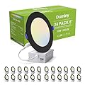 DAMINY 24 Pack 6 Inch Black LED Recessed Lighting with Junction Box,5CCT,Ultra-Thin Recessed Light,10W 1100LM, Dimmable Canless Wafer Ceiling Light, High Brightness