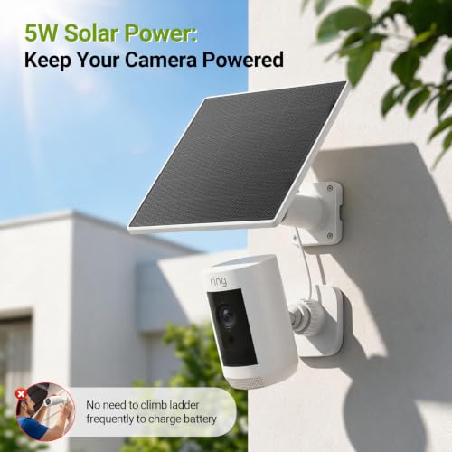 Image of HQST 5W 5V Solar Panel for Ring Camera,IP65,Compatible with Ring Stick Up Cam, Spotlight Plus /Pro Cam, 9.4ft USB-C Cable, Micro USB Adapter