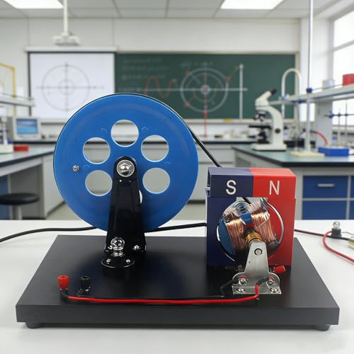 JOSBY Modello di generatore a manovella di Corrente alternata e Continua, generatore a manovella per la Fisica, Strumento didattico per la Generazione di elettricità elettromagnetica, per la Ricerca