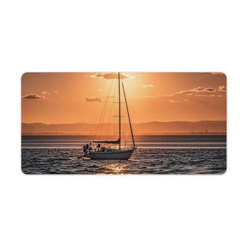 Protector Sunset Seascape Sailboat para escritorio grande miniatura 1