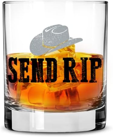 Toasted Tales - Send RIP - RIP Whiskey Glasses | Gift for Yellow Stone TV Show Lovers | Old Fashioned Wine Glass | Cowboy Hat Glasses | Gift for Him | Unique Beer Lover Whiskey Glasses (11 oz)
