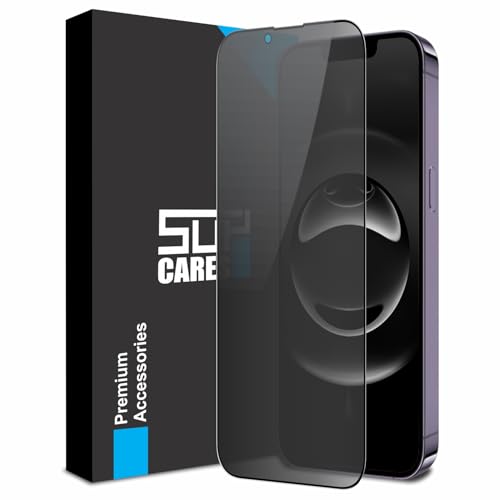 SupCares Edge to Edge Privacy Tempered Glass for iPhone 14, iPhone 13 and 13 Pro (6.1 Inch) with Easy Self Installation Kit | Black