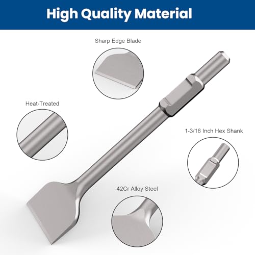TOOVEM 4 Inch Concrete Chisel, SDS Plus Floor Scraper, Electric Demolition Jack Hammer Wide Chisel, Thinset Removal Tool and Stone Chisel Bit, Alloy Steel Constructio Chisel 4"x16" by TOOVEM A FAMILY OF MANUFACTURERS - Image 4