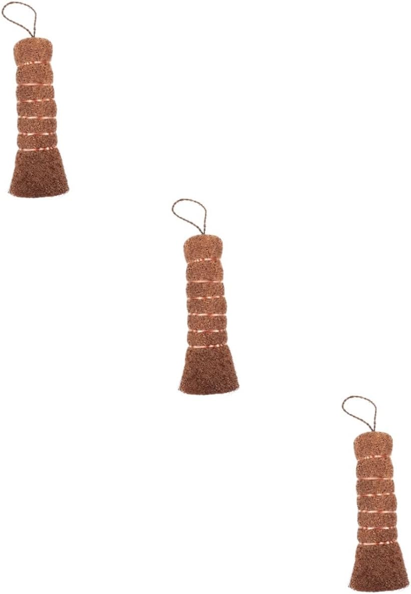 Garneck 3pcs Cleaning Brush Sturdy Handmade Bowl Brush for Versatile Use Home and Restaurant Cleaning Hanging