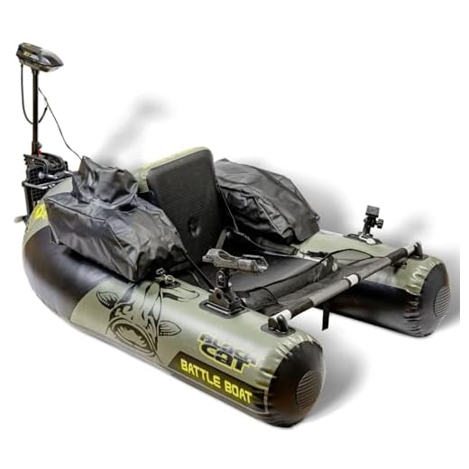Black Cat Battle Boat Set - Bellyboot + Elektromotor zum aktiven Welsangeln, Angelboot zum Wallerangeln, Wallerboot mit E-Motor zum Aktivangeln