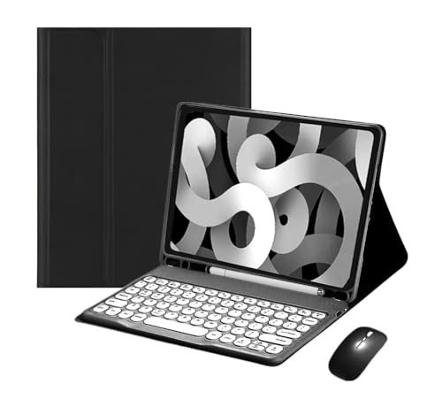 Housse de clavier Galaxy Tab S6 Lite 10.4 noir avec souris sans fil et étui amovible