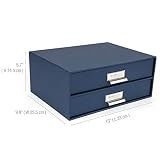 Bigso Box of Sweden Birger 2-szufladowa ramka na etykiety z płyty pilśniowej, pudełko na dokumenty, szuflady na dokumenty | szuflada do przechowywania na biurko z metalowym uchwytem na etykiety, 33,3